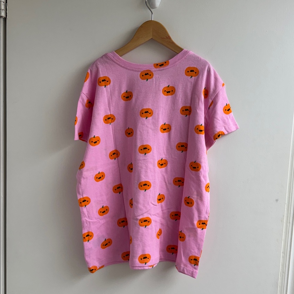 NWT Old Navy Halloween Pink Tee with Orange Pumpkin Print girls 14/16 - Picture 3 of 3